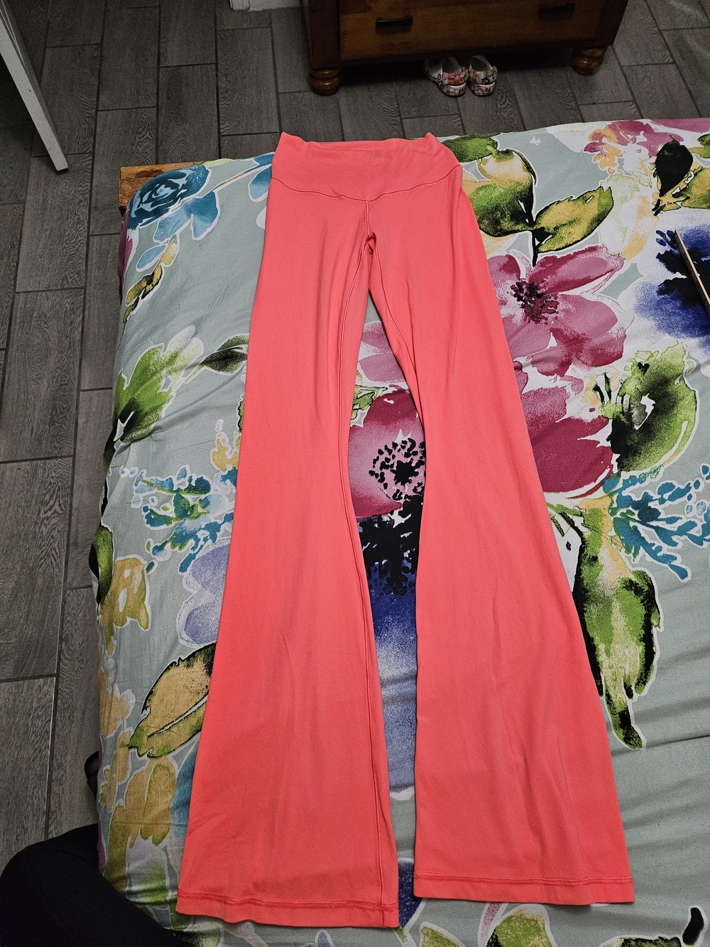 High-Waist Coral Flared Yoga Pants